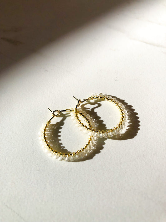 Clear Quartz Hoops