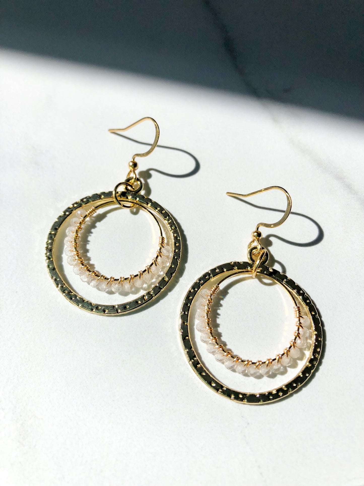 Double Hoop Quartz Earrings