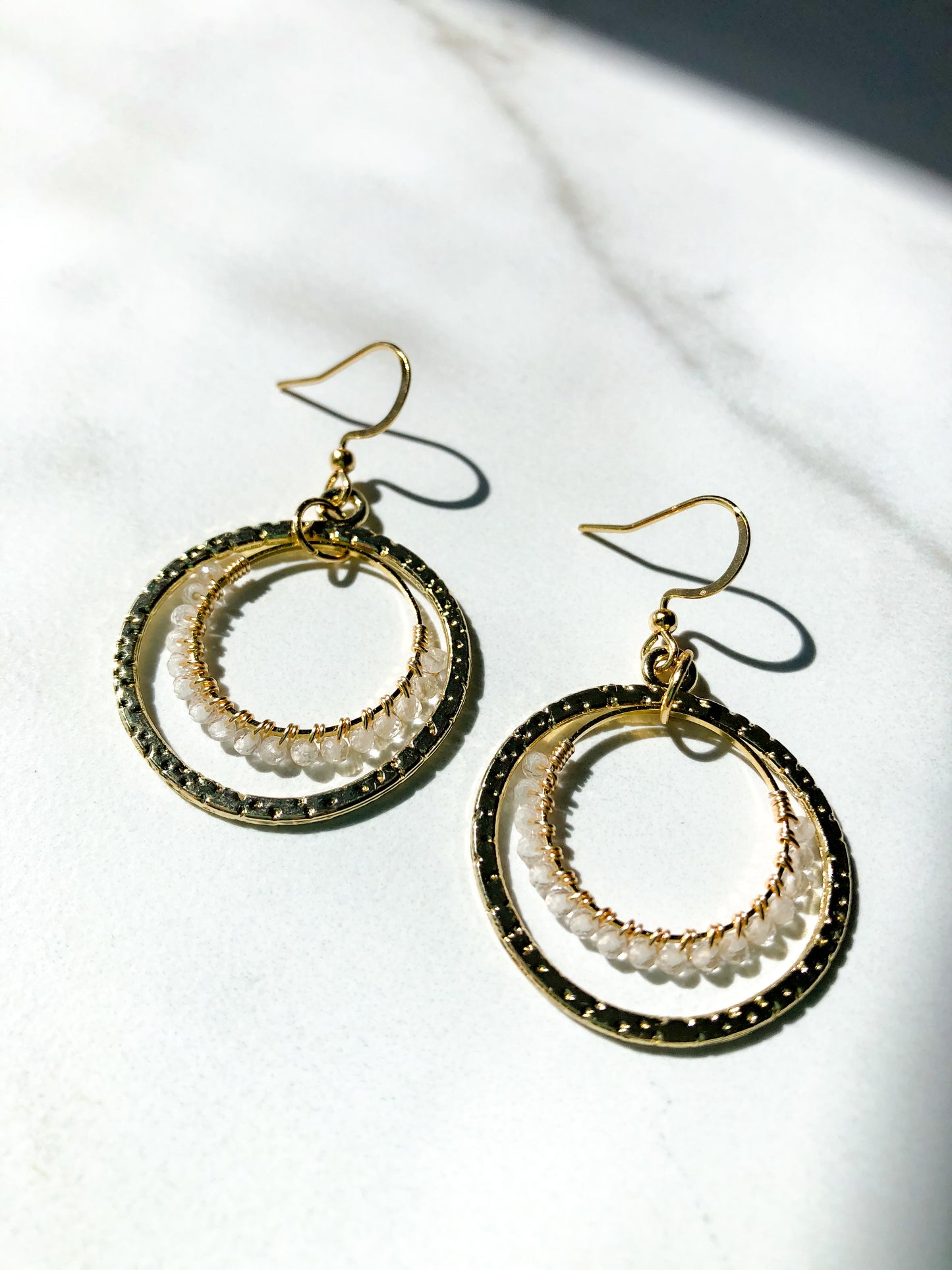 Double Hoop Quartz Earrings