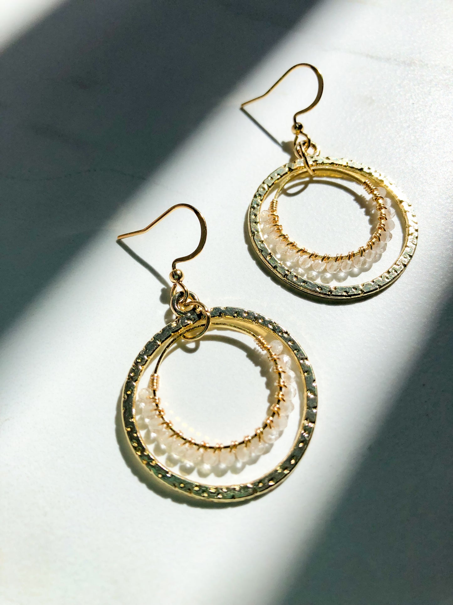 Double Hoop Quartz Earrings