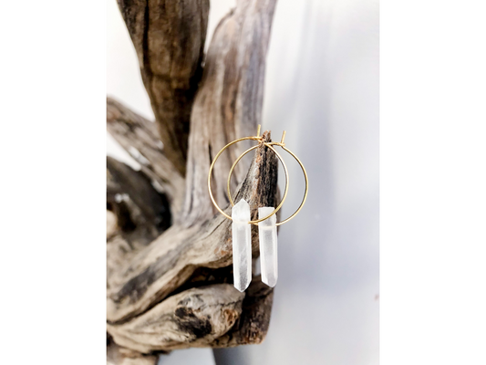 Clear Quartz Point Earrings